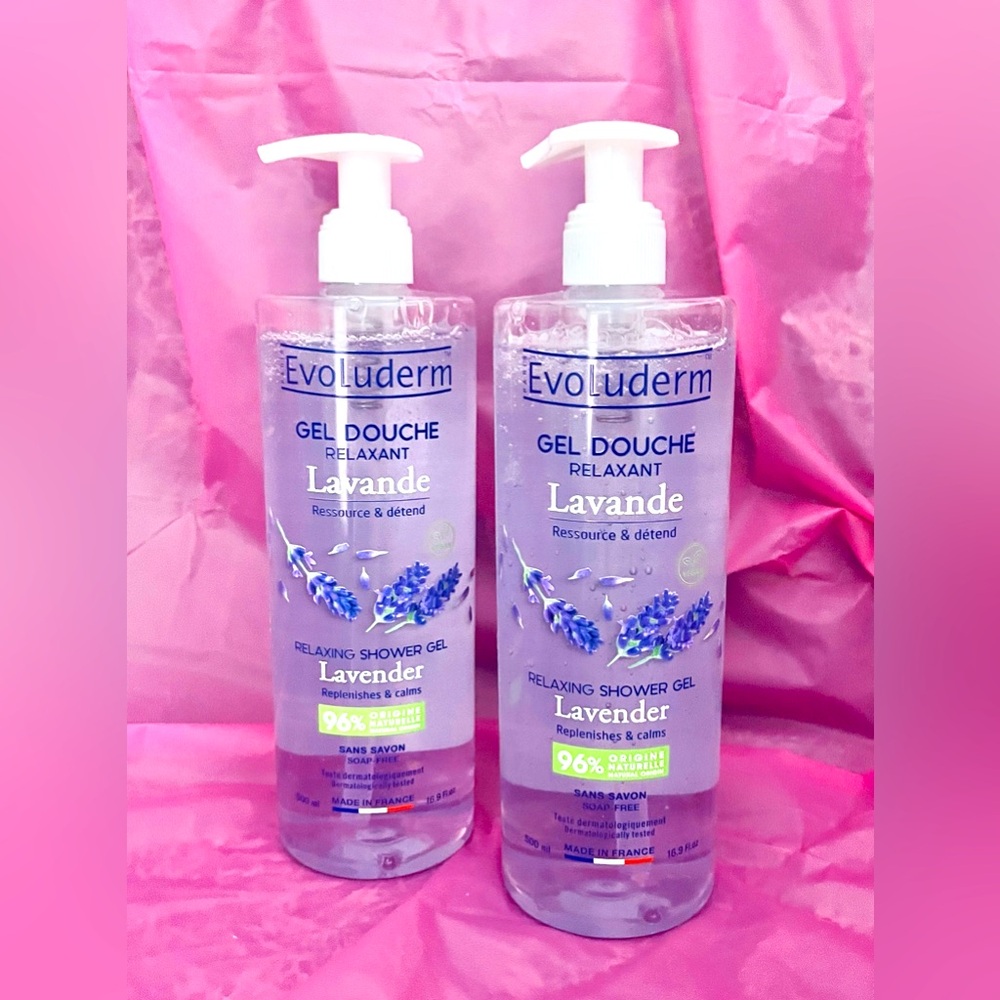 Evoluderm Relaxing Shower Gel ~ Lavender 16.9 fl oz X2
